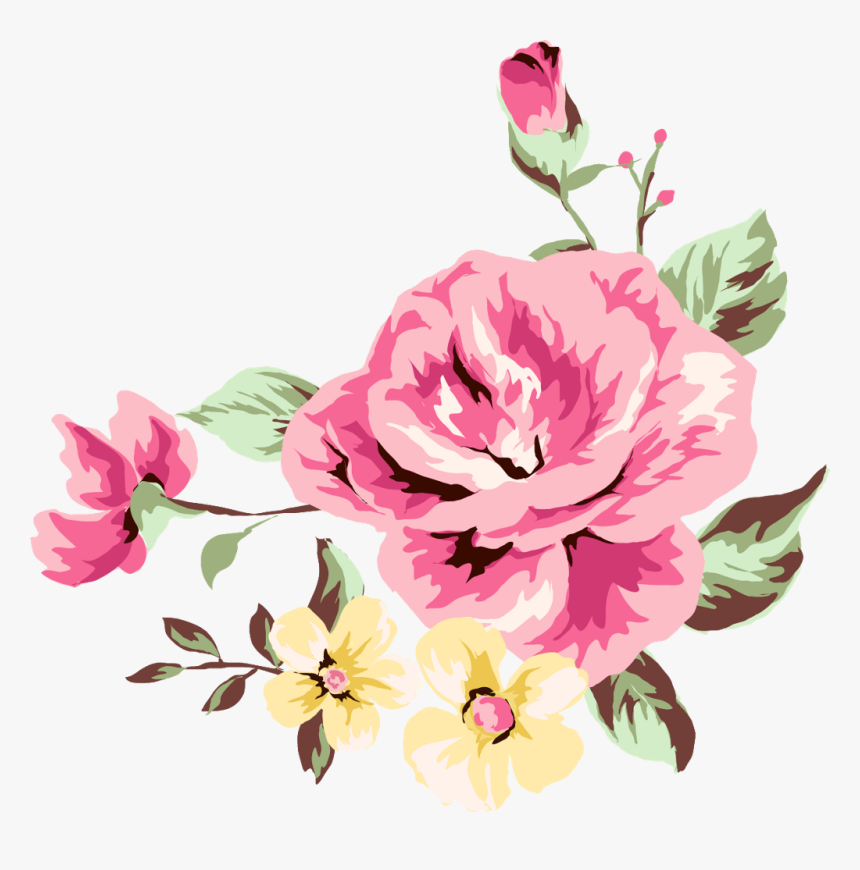 Flower Design Floral Plates , Png Download - Pink Flower Clipart Rose, Transparent Png, Free Download