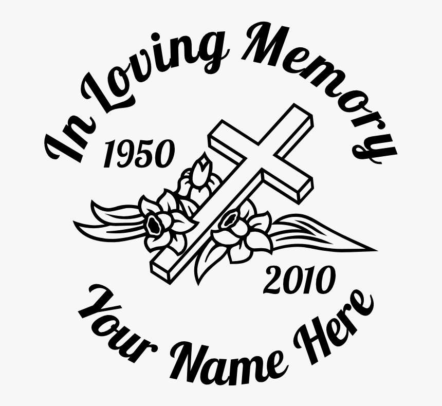 In Loving Memory Cross With Flowers Sticker - Illustration, HD Png Download, Free Download