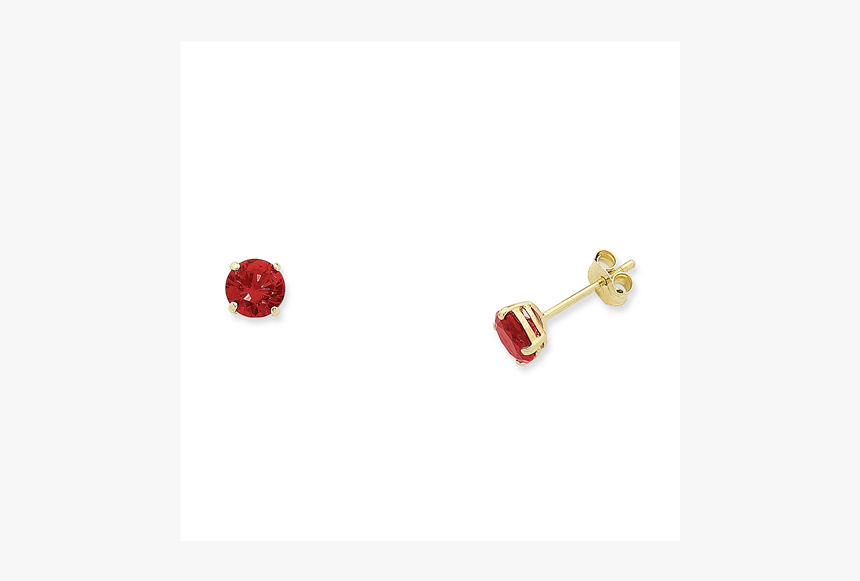 9ct Yellow Gold Round Natural Ruby 4 Claw Set Stud - Earrings, HD Png Download, Free Download