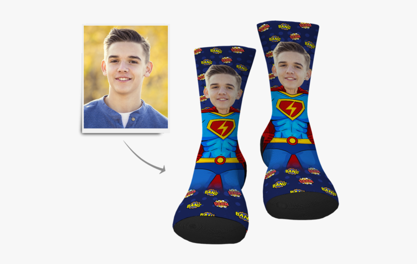 Custom Face Socks-superman - Sock, HD Png Download, Free Download