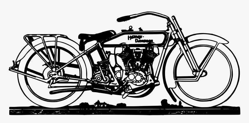 Download Old Motorbike Png Vectors Clipart Motorcycle - Old Motorcycle Black & White, Transparent Png, Free Download