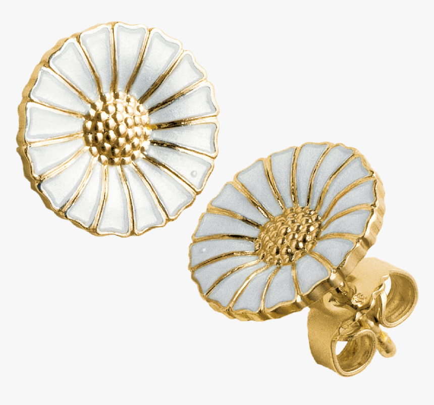 Gold Plated Sterling Silver With White Enamel - Georg Jensen Marguerit Øreringe, HD Png Download, Free Download