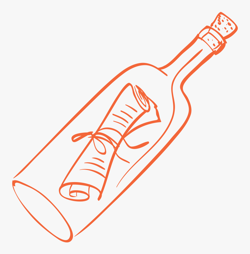 Bottle Note Drawing , Png Download - Note In A Bottle Drawing, Transparent Png, Free Download