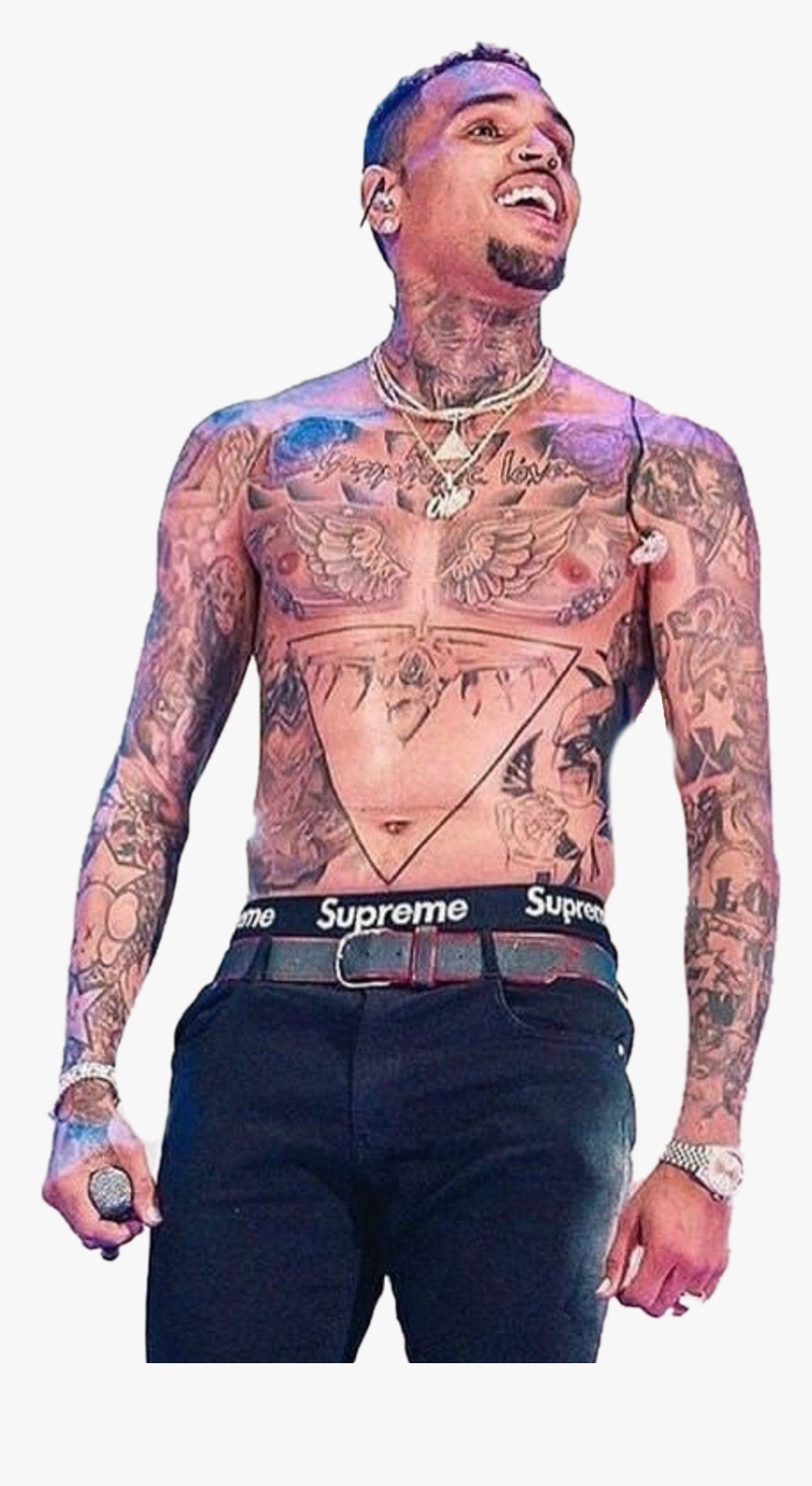 Chris Brown Png Transparent Image - Chris Brown Neck Tattoo Men, Png Download, Free Download