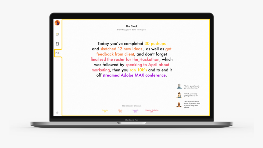 Reflection And Appreciation Feature “the Stack” - Dashboard Mockup Macbook, HD Png Download, Free Download
