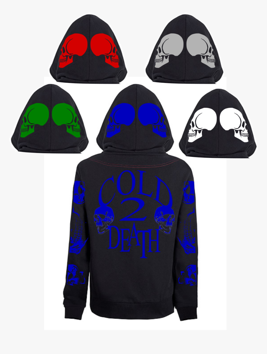 Image Of Black Blue Cold2death Rhinestone Hoodie - Hoodie, HD Png Download, Free Download