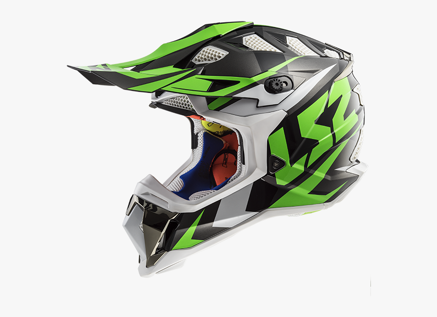 Ls2 Mx470 Subverter Nimble Black White Green M - White And Green Motocross Helmet, HD Png Download, Free Download