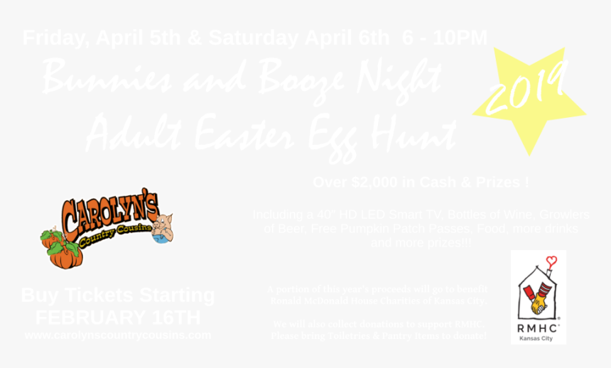Bunnies And Booze Easter Egg Hunt 2019 Carolyns Website - Ronald Mcdonald House Charities, HD Png Download, Free Download