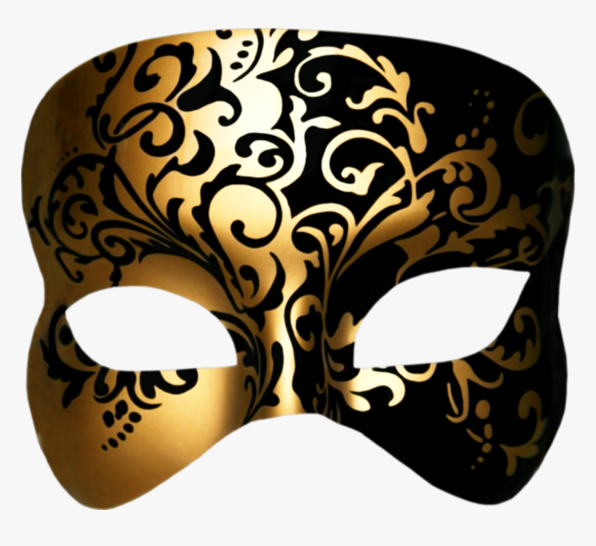 #mask #mascara #careta #antifaz #gold #oro #dorada - Gold And Black Masquerade Mask Png, Transparent Png, Free Download