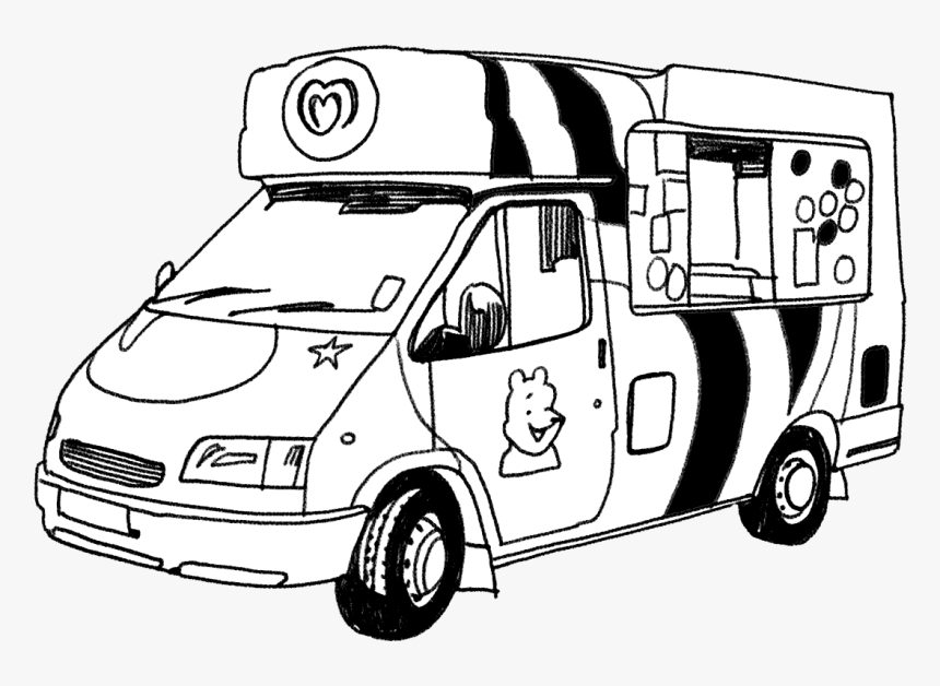 Collection Of Free Van Drawing Convey Download On Ui - Draw A Ice Cream Van, HD Png Download, Free Download