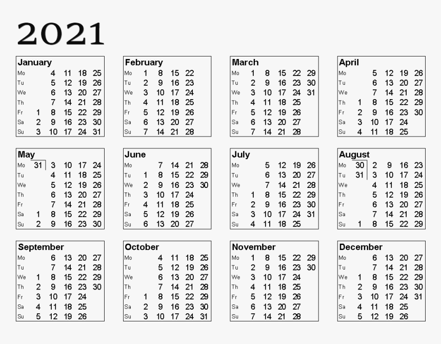 Calendar 2021 Png Photo - 2021 Calendar With Week Numbers, Transparent Png, Free Download