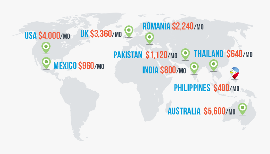 Avg Va Salary Countries - World Map, HD Png Download, Free Download