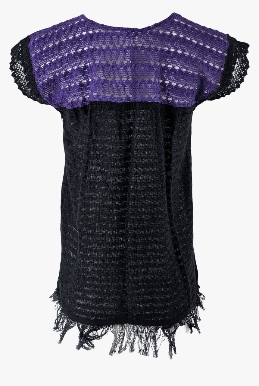 60"s/70"s Purple And Black Crochet Peasant Top - Crochet, HD Png Download, Free Download