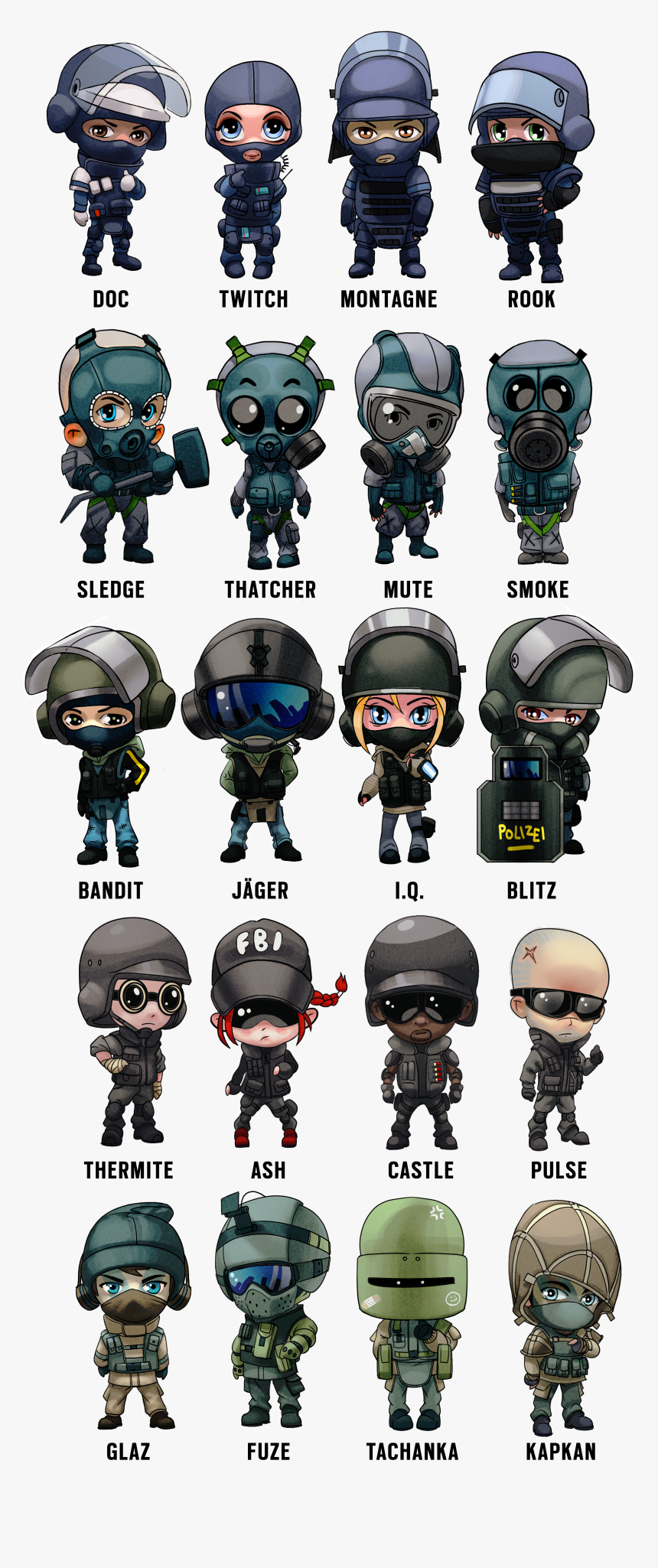 Rainbow Six Siege Chibi Operators, HD Png Download, Free Download