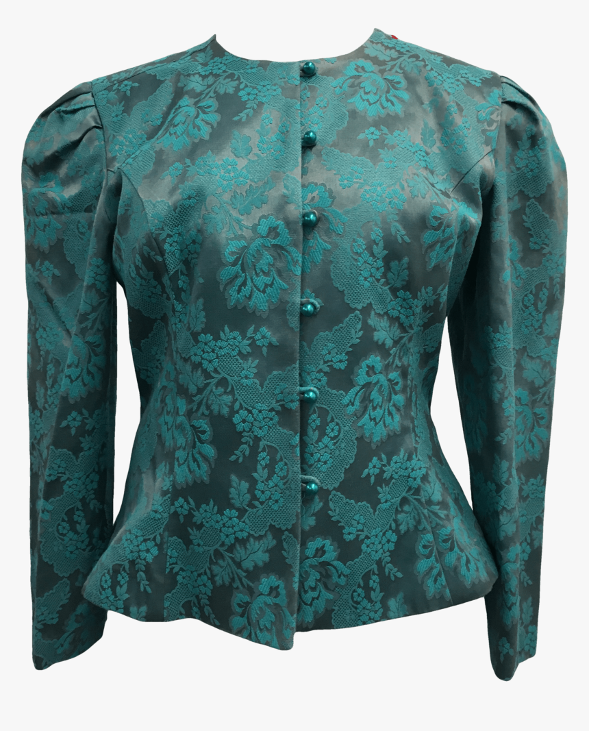 80"s Green Victorian Style Brocade Jacket - Blouse, HD Png Download, Free Download