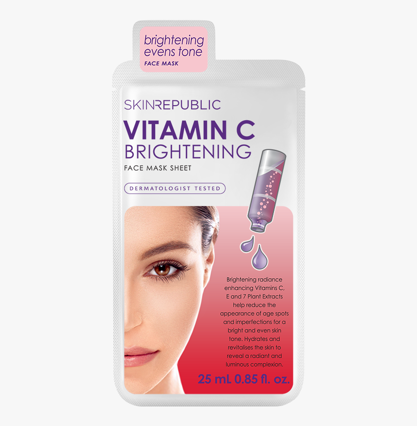 Vitamin C Brightening Face Mask Sheet - Skin Republic Brightening Vitamin C Face Mask, HD Png Download, Free Download