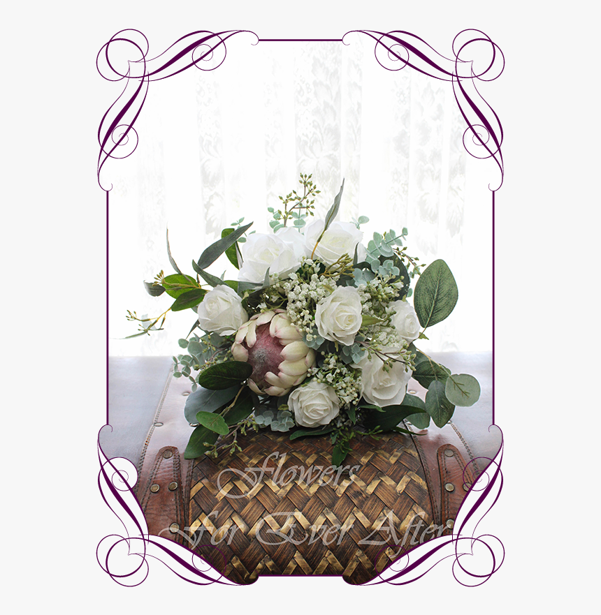A Gorgeous Silk Artificial Protea Rose And Baby"s Breath - Basket For Flower Girl Wedding, HD Png Download, Free Download