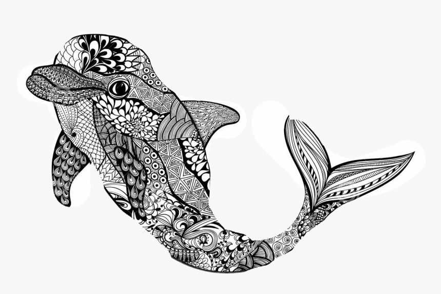 Zentangle Dolphin Clipart , Png Download - Тату Дельфин Эскиз, Transparent Png, Free Download