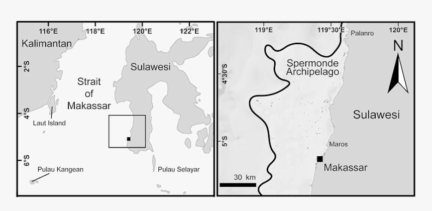 Strait Of Makassar And Spermonde Shelf - Map, HD Png Download, Free Download