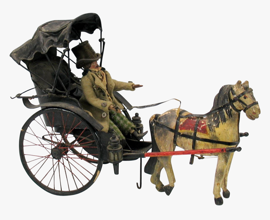 Early Man Doll In Beaver Top Hat Riding In Horse Drawn - Horse-drawn Vehicle, HD Png Download, Free Download