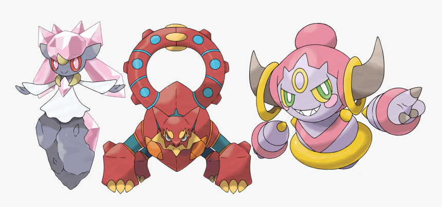 Die 3 Neuen Event-pokémon Diancie, Volcanion Und Hoopa - Gen 6 Pokemon Legendary, HD Png Download, Free Download