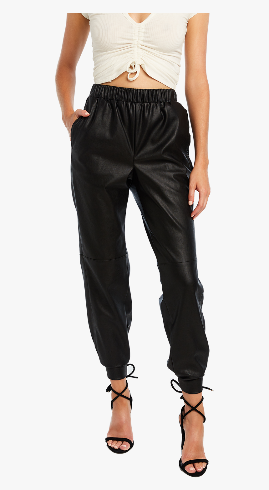 Pu Jogger Pant In Colour Caviar - Calça Preta, HD Png Download, Free Download