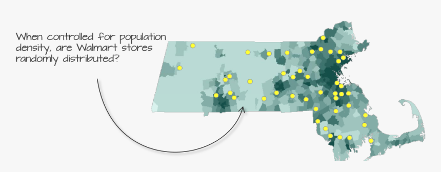 Walmart Store Distribution Shown On Top Of A Population - Plan, HD Png Download, Free Download