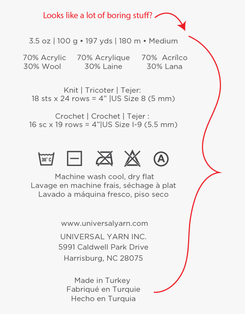 Next, We"re Going To Explore The Real Meat And Potatoes - Read A Yarn Label, HD Png Download, Free Download