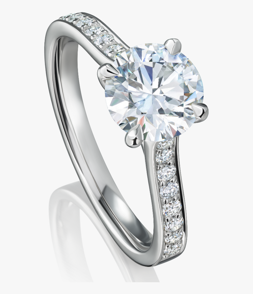 Round Brilliant Cut Diamond Engagement Ring With Diamond - Engagement Rings, HD Png Download, Free Download