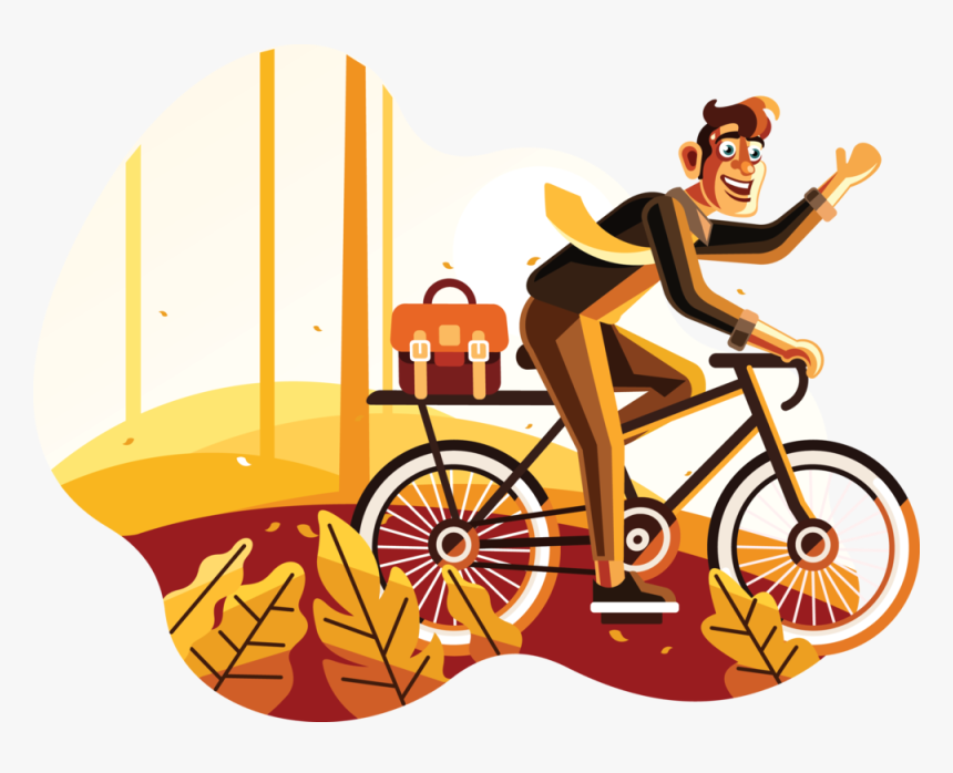 Man Riding Bike To Work Illustration, HD Png Download, Free Download