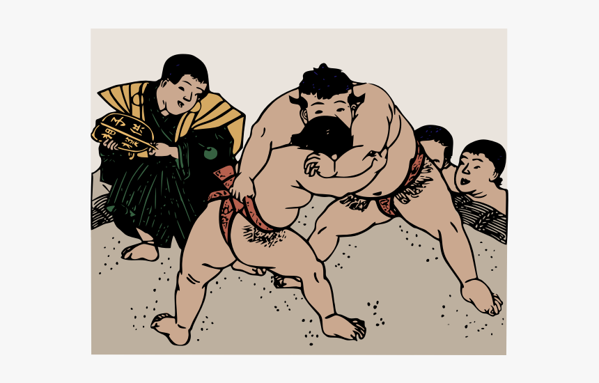 Vintage Sumo Wrestlers - Old Sumo, HD Png Download, Free Download
