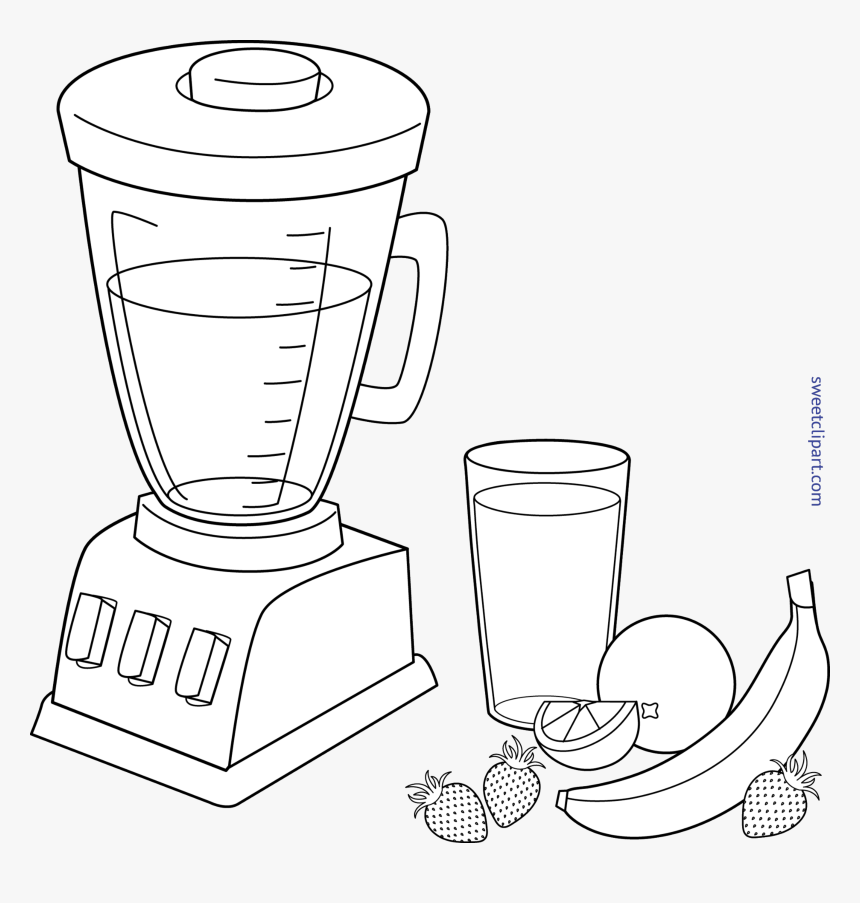 Blender Fruit Smoothie Colorable Clip Art Sweet Png - Drawing A Fruit Smoothie, Transparent Png, Free Download