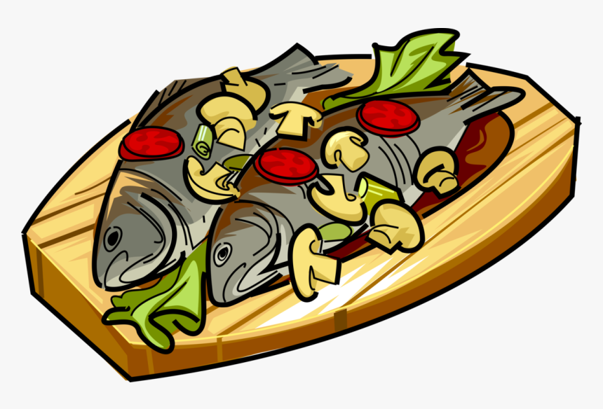 With Mushrooms And Tomato - Fish Dish Clipart Png, Transparent Png, Free Download