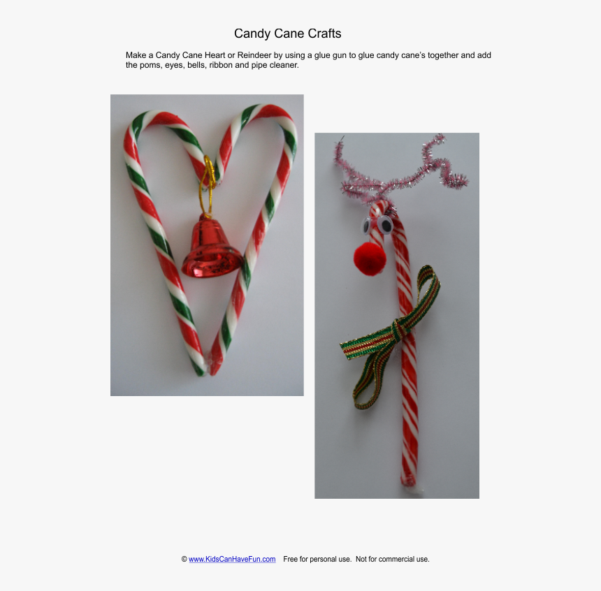 Transparent Candy Cane Heart Clipart - Christmas Candy Cane Craft, HD Png Download, Free Download