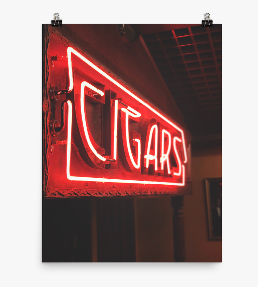 Neon Cigar Sign Poster Located In Vegas - Neon Sign, HD Png Download, Free Download