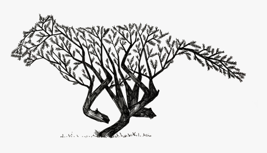 #trees #animal #silhouette #cats - Ballpoint Pen Black Drawing, HD Png Download, Free Download