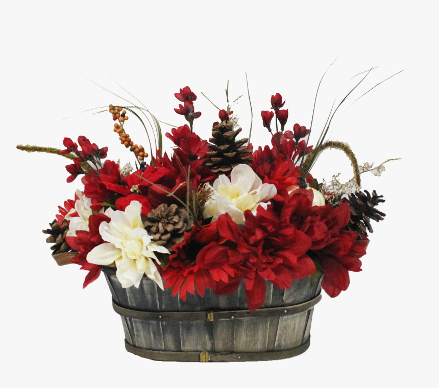 Rustic Christmas Faux Holiday Arrangement With White, HD Png Download, Free Download