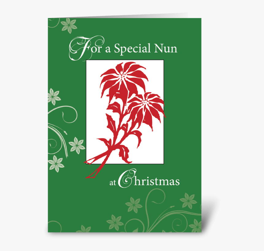 Nun, Christmas Poinsettias Greeting Card - Illustration, HD Png Download, Free Download