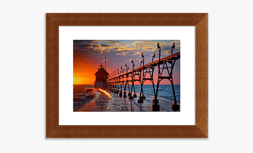 Grand Have Pier Lighthouse Beach Scenic Sunset Printed - South Haven Light, HD Png Download, Free Download