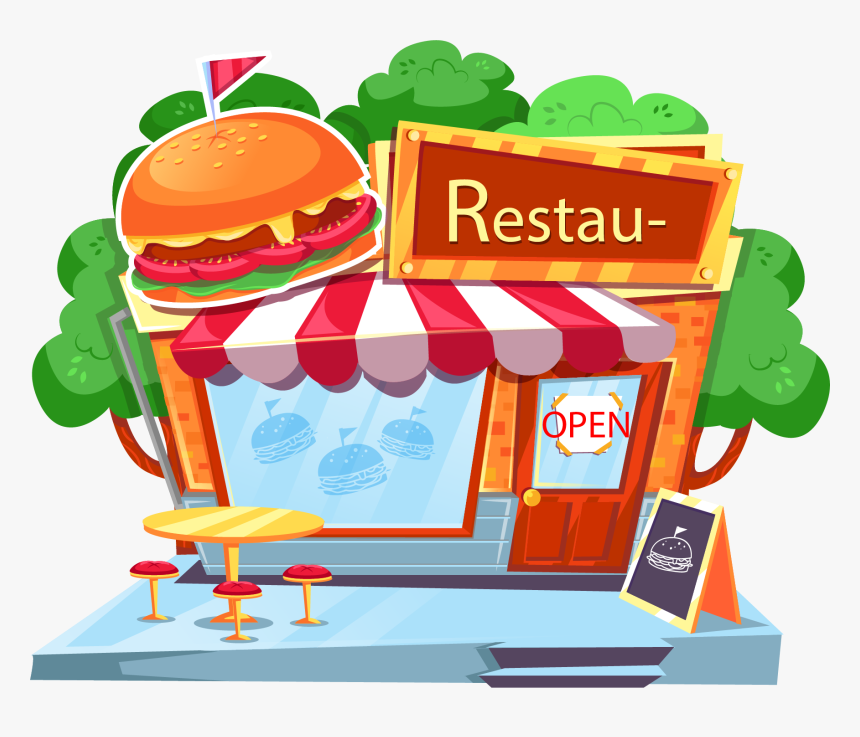 Hamburgers Clipart Burger Restaurant - Fast Food Shop Png Vector, Transparent Png, Free Download