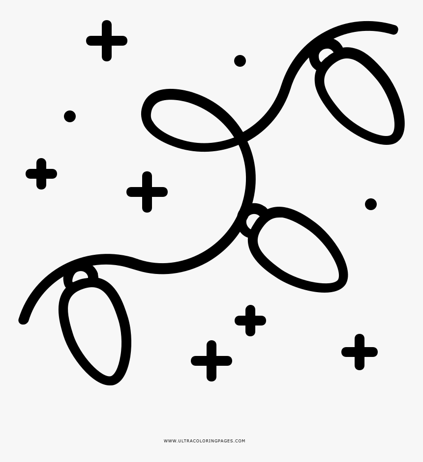 String Lights Coloring Page - Black And White Christmas Lights, HD Png Download, Free Download