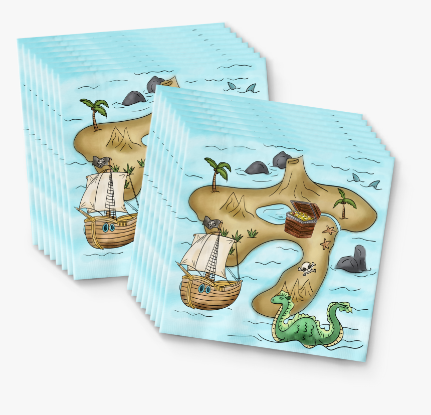 Pirate Treasure Map Birthday Party Tableware Kit For - Cartoon, HD Png Download, Free Download