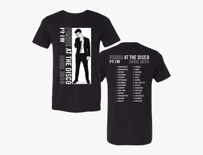 White Block Photo Tour Tee - Panic At The Disco Shirt 2018, HD Png Download, Free Download