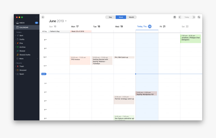 Weekly View Calendar View By Spark On Macos From Uigarage - 2 Week View Macos Calendar, HD Png Download, Free Download