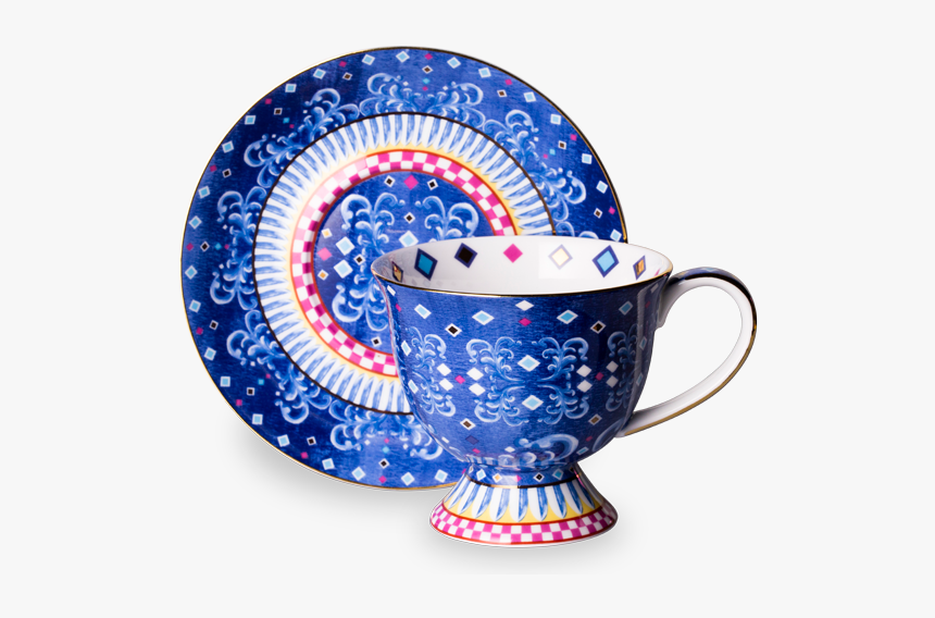Eleganza Tall Cup And Saucer Cobalt - Coffee Cup, HD Png Download, Free Download