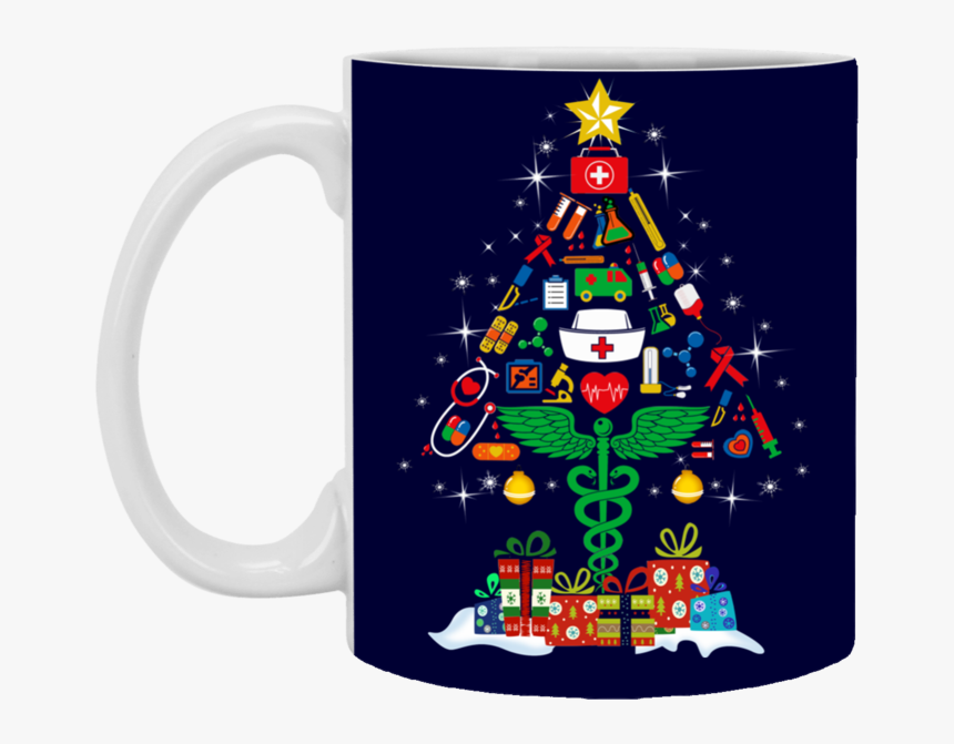 Funny Nurse Christmas Tree Printed Mug 11 Oz - Nurse Christmas Tree Shirt, HD Png Download, Free Download