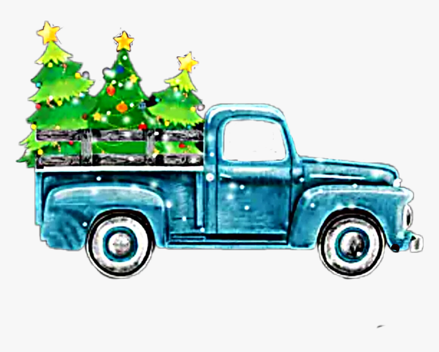 #watercolor #truck #antique #christmas #christmastruck - Pickup Truck, HD Png Download, Free Download