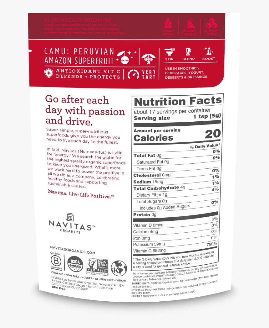 Navitas Organic Cacao Nibs Nutrition Facts, HD Png Download, Free Download