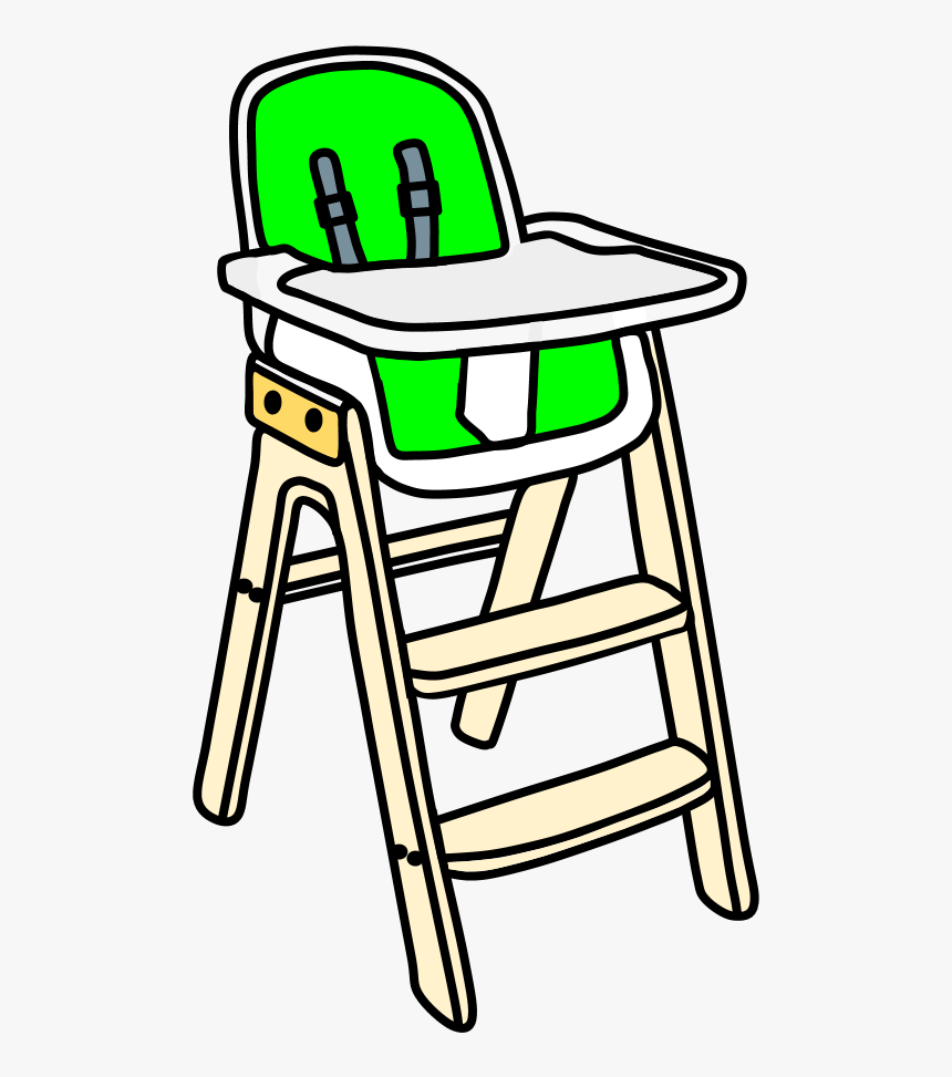 High Chair, White Tray, Blond Wood, Steps, Bright Green - Clip Art High Chair, HD Png Download, Free Download