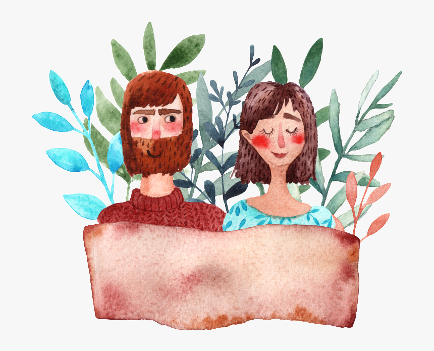 A Hand-painted Man And A Woman Take A Photo Of Png - Illustration, Transparent Png, Free Download
